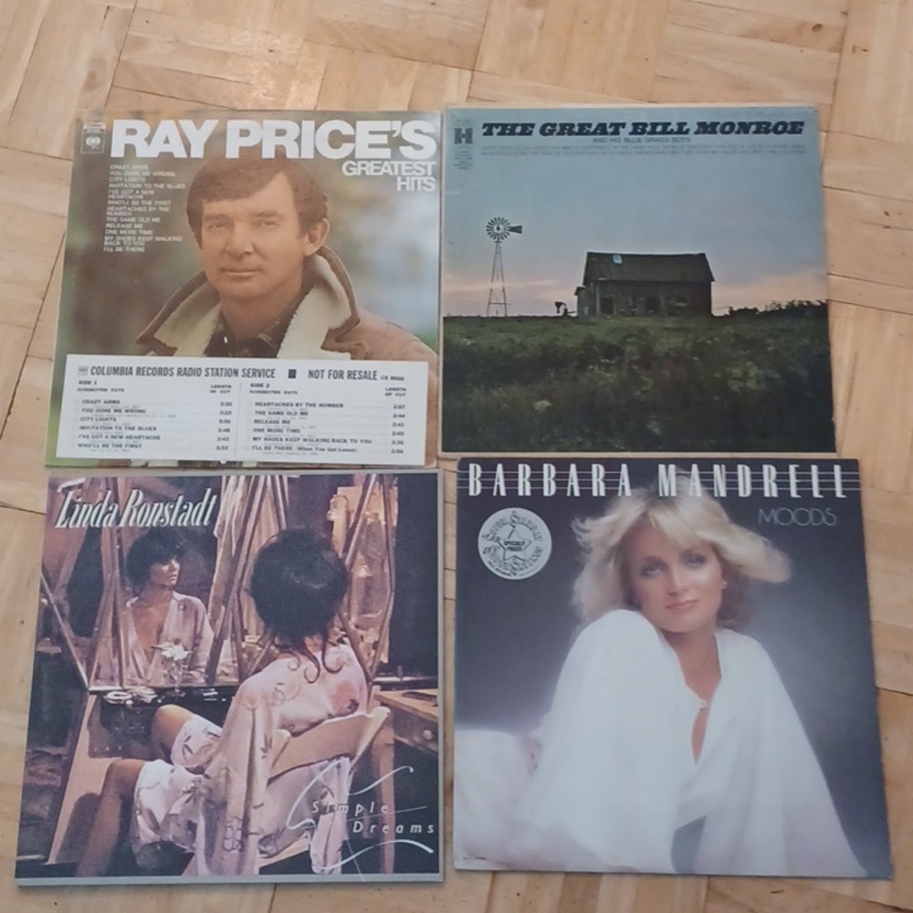 Country and blue Grass music vinyl record albums Bill Monroe, Barbara Ma…